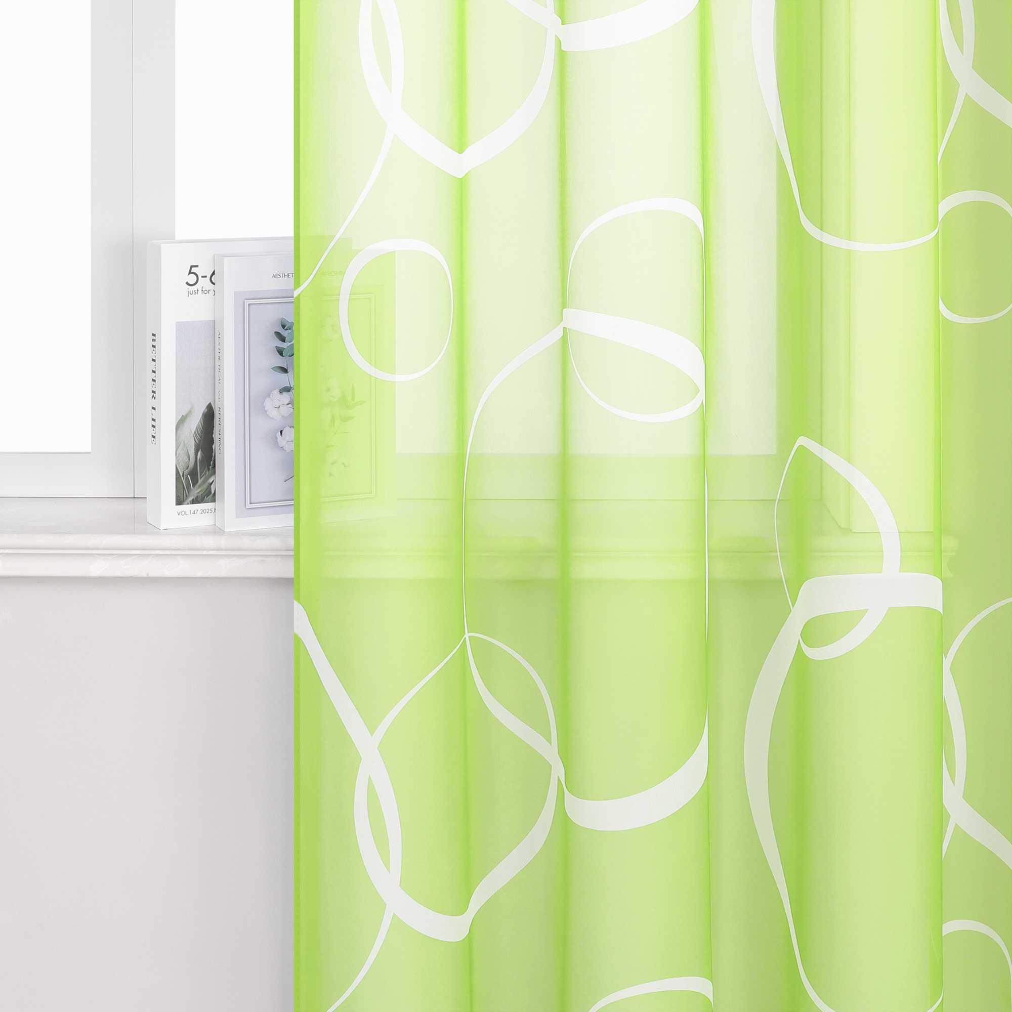 Curtain with White Circle Pattern & Drawstring (1 Piece)