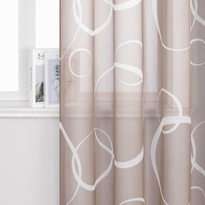 Curtain with White Circle Pattern & Drawstring (1 Piece) - Green, W x H 140 x 145cm