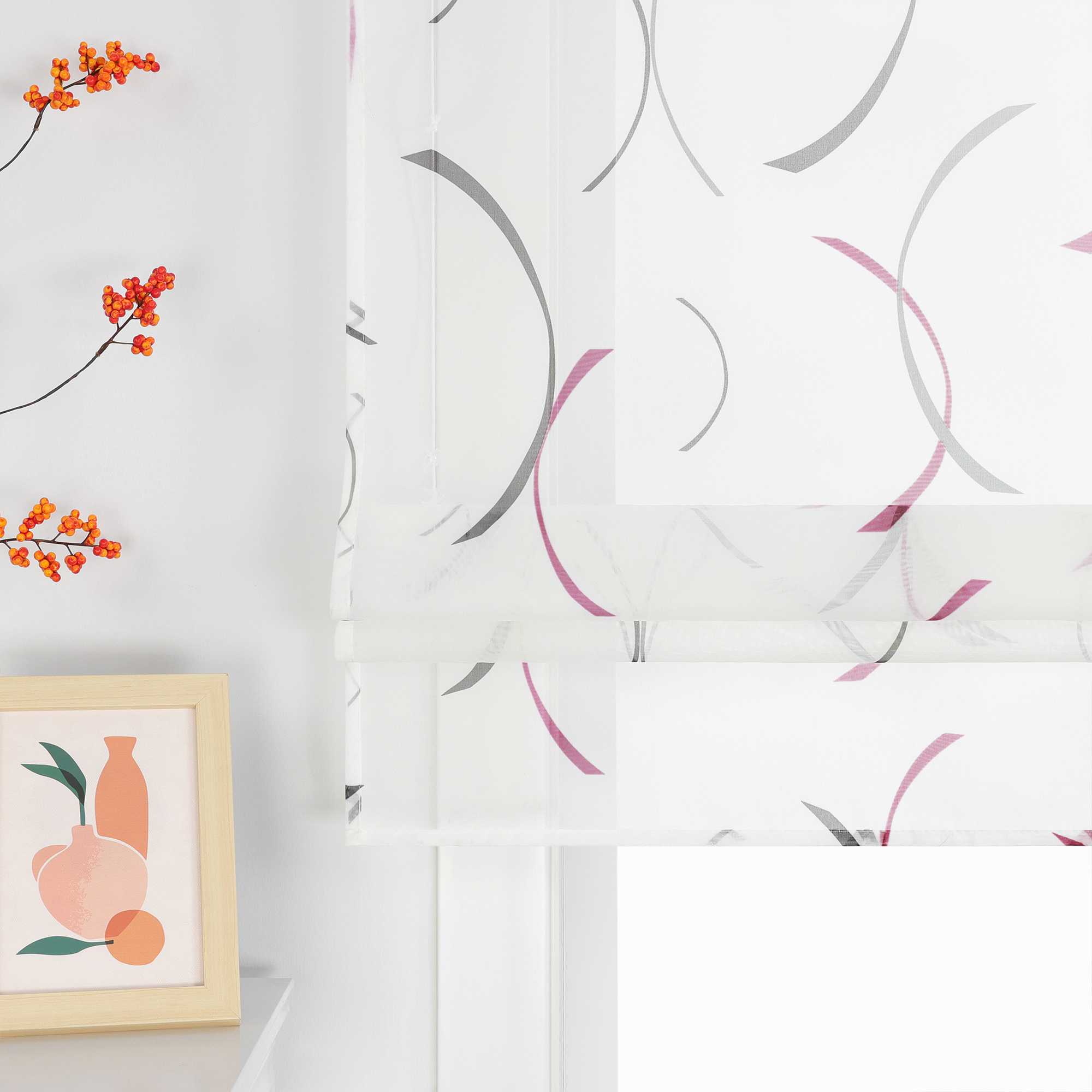 Roman Shade with Printed Clip Design - Purple, W x H 140 x 140cm