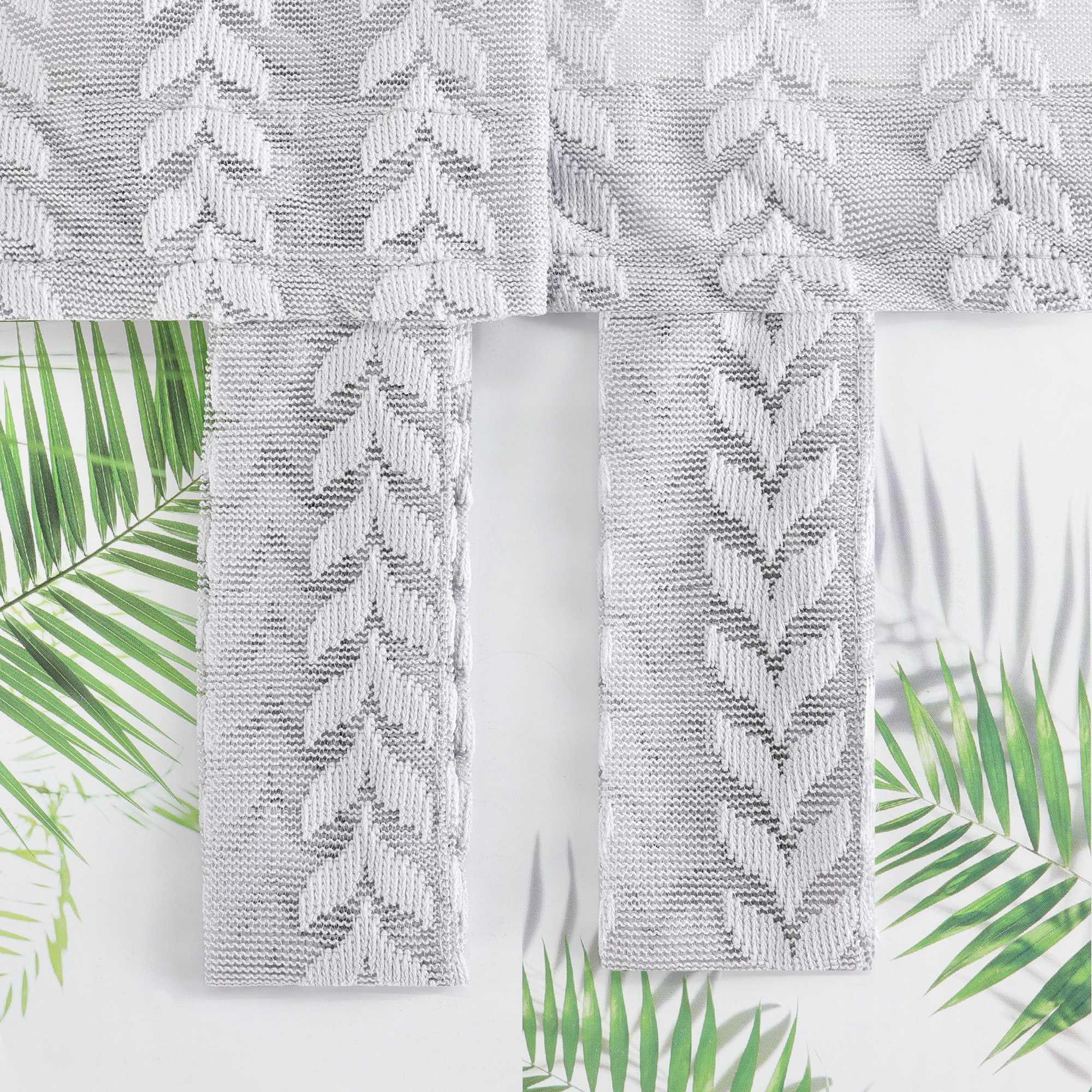 Roman Shade Sheer with Cutout Leaf Pattern and Tab-Top Hanging - Gray, W x H 100 x 140cm