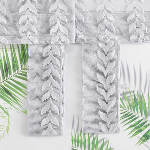 Roman Shade Sheer with Cutout Leaf Pattern and Tab-Top Hanging - Gray, W x H 100 x 140cm