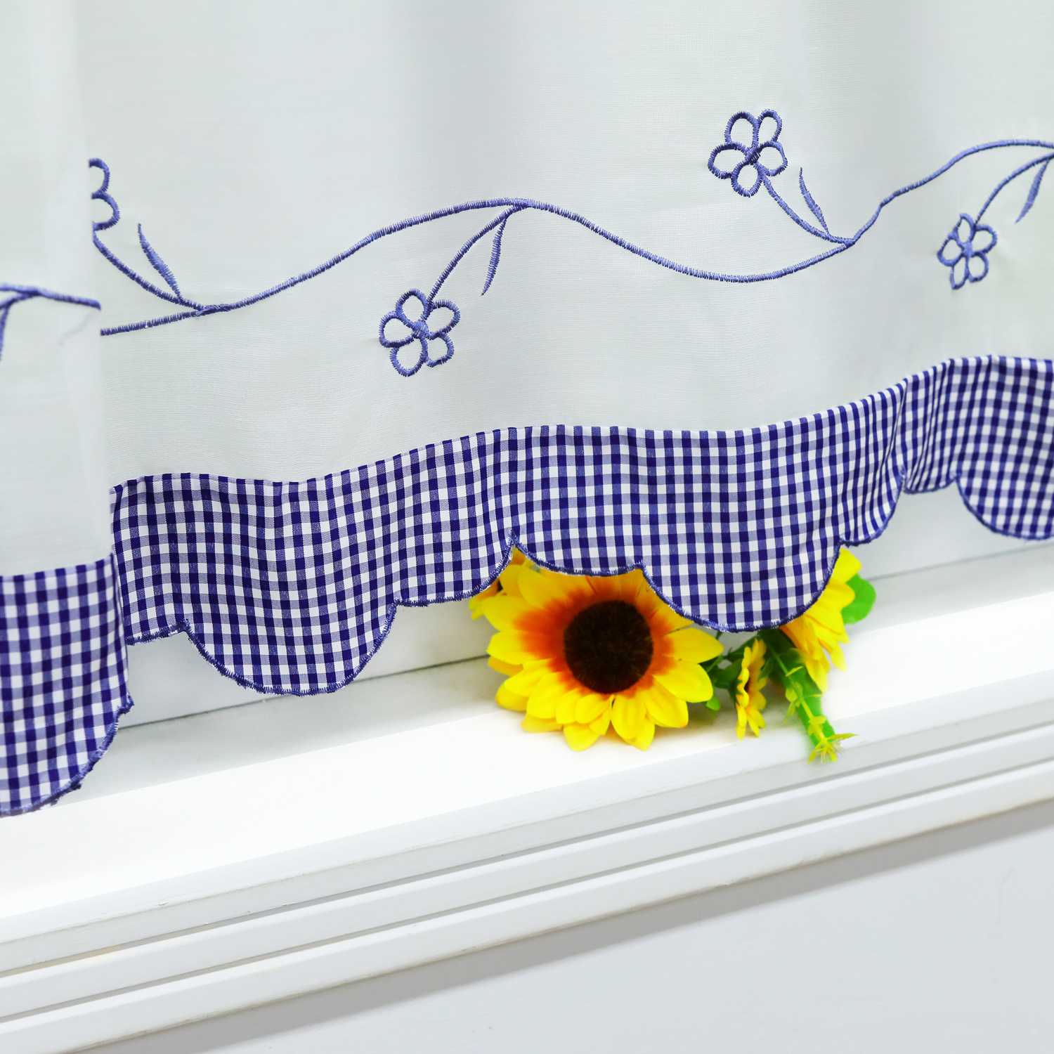 Cafe Curtains with Vintage Check Pattern Country Style Short 1 Piece - Red, H x W 60 x 120cm