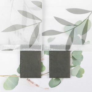 Cafe Curtain in Country Style with Leaf Pattern - Gray, H x W 45 x 90cm
