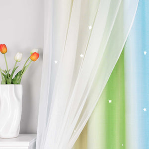 2-in-1 Curtain Children's Room with Stars 1 Piece - Beige, W x H 100 x 130cm