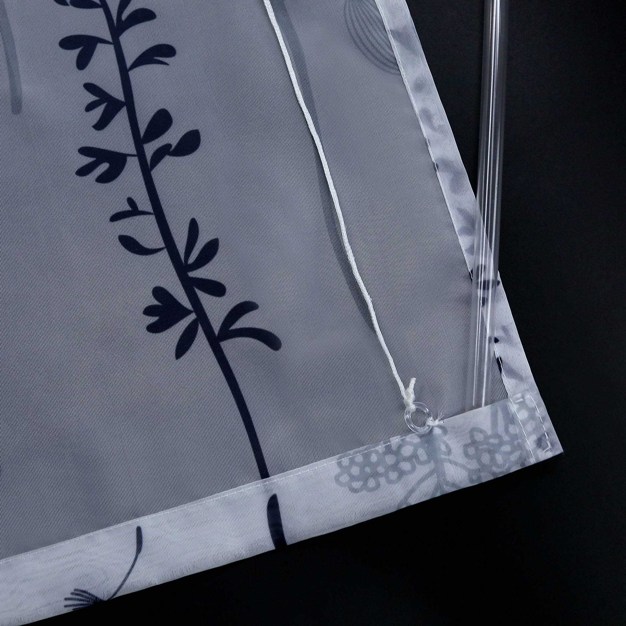 Roman Shade with Tab-Top Hanging with Chinese-Lantern Flower Pattern Semi-Sheer