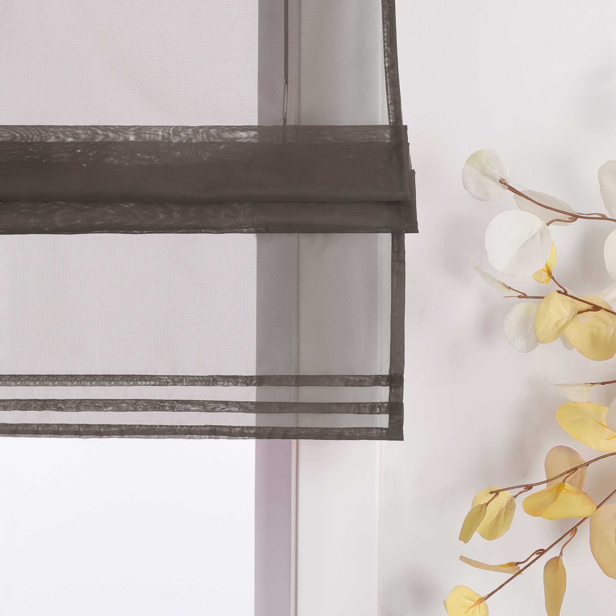 Roman Shade with Rod Pocket Sheer Airy Solid Color 1 Piece