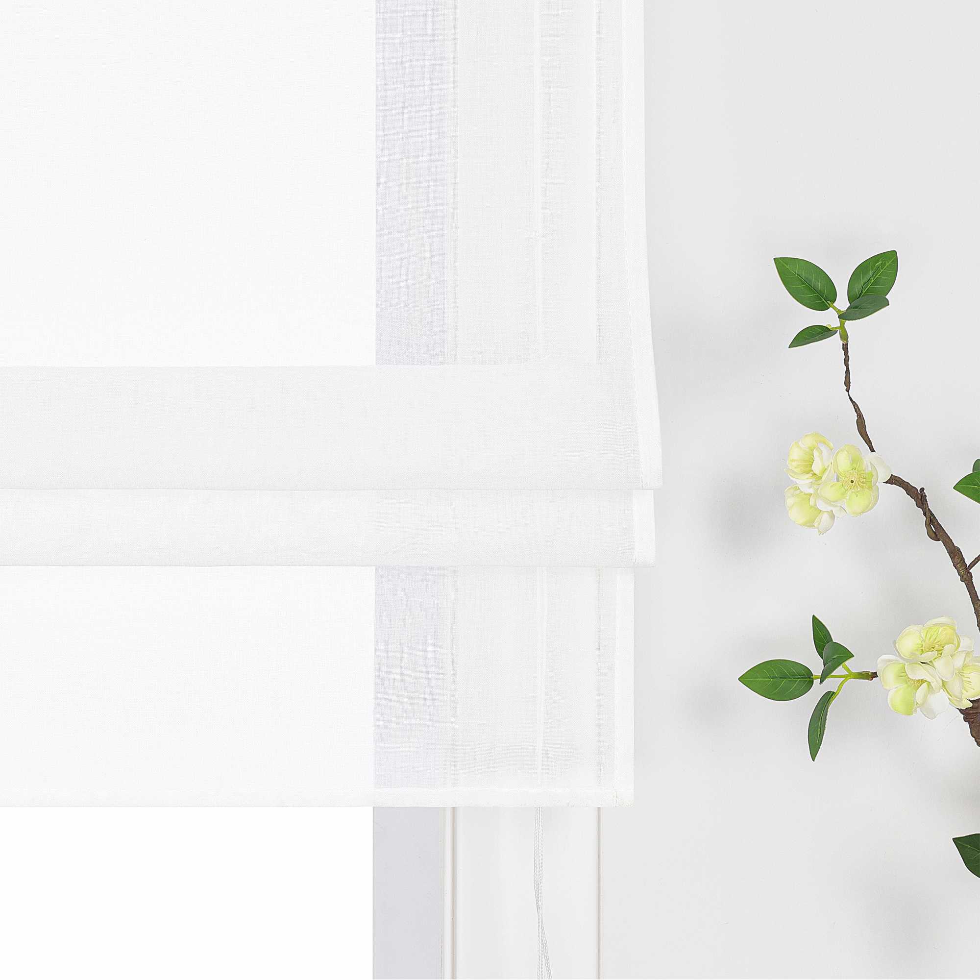 White Roman Shade in Linen-Look - White, W x H 120 x 140cm