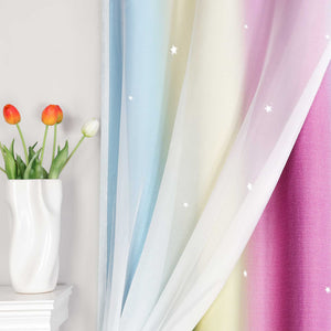 2-in-1 Curtain Children's Room with Stars 1 Piece - Pink, W x H 100 x 200cm