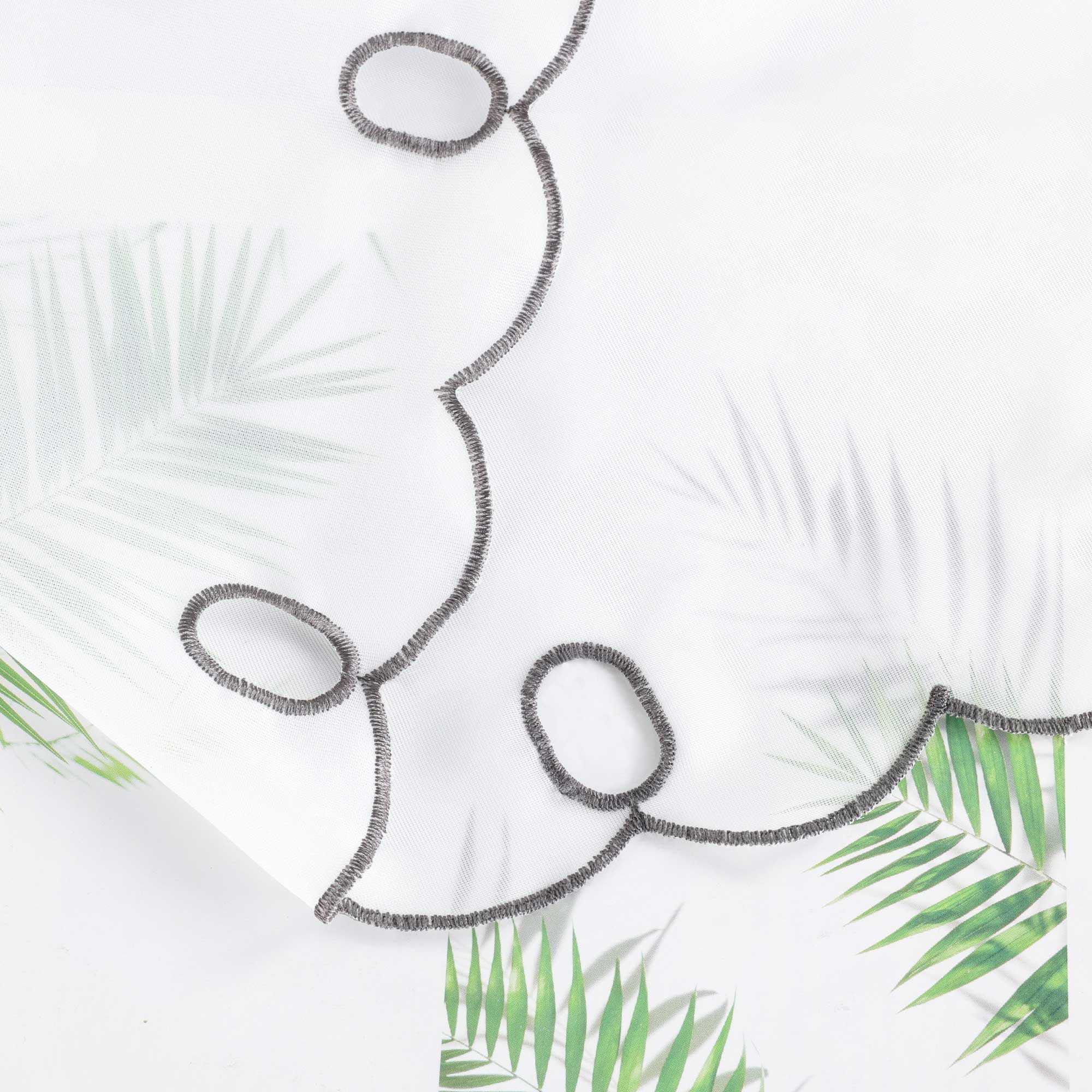 Cafe Curtain with Floral Embroidery/ Voile with Eyelet Header Country Style 1 Piece - Gray, H x W 30 x 120cm