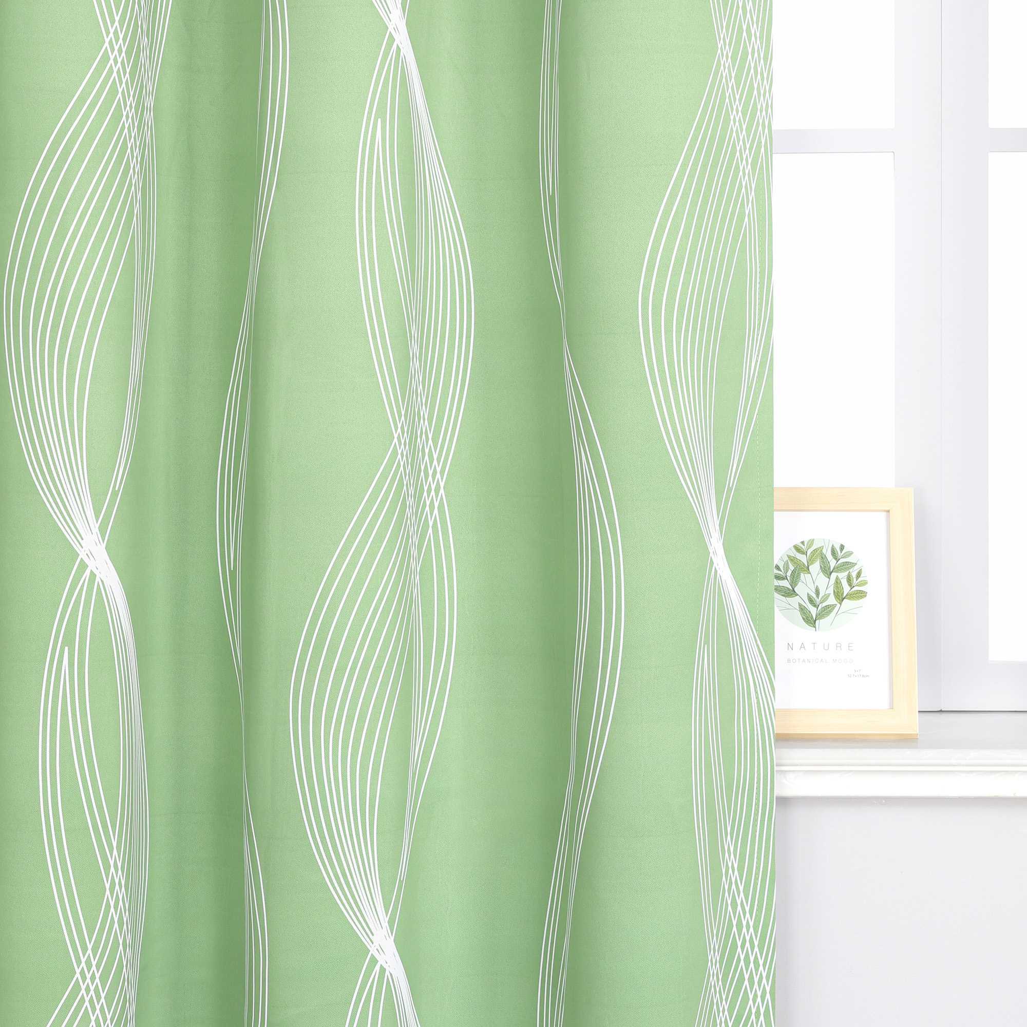 Blackout Grommet Curtain Opaque Thermal with Water-Wave Pattern 1 Piece