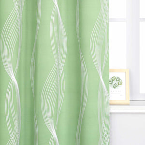 Blackout Grommet Curtain Opaque Thermal with Water-Wave Pattern 1 Piece