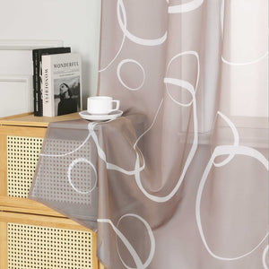Curtain with White Circle Pattern & Drawstring (1 Piece) - Green, W x H 140 x 175cm
