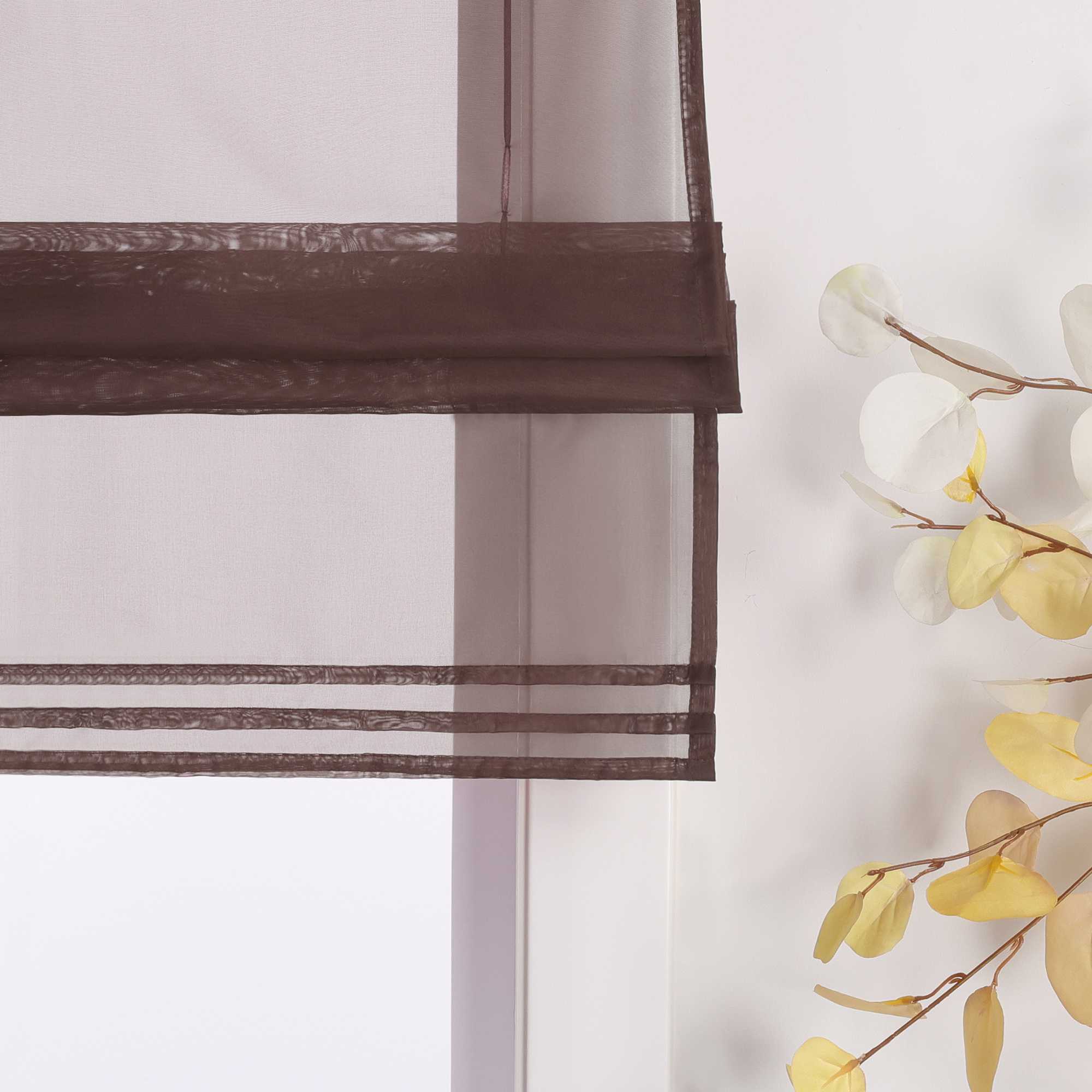 Roman Shade with Rod Pocket Sheer Airy Solid Color 1 Piece