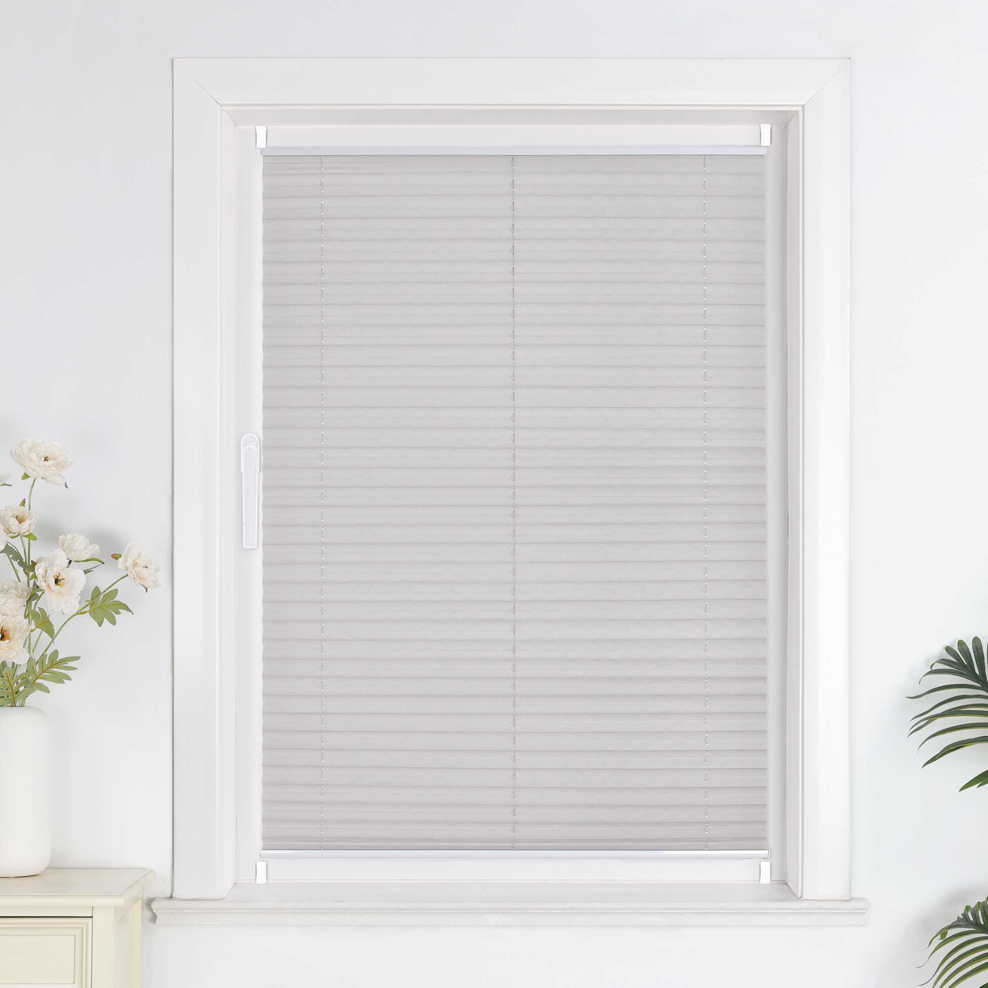 Pleated Blind Gray No-Drill made of Polyester 1 Piece - Gray, W x H 40 x 130cm
