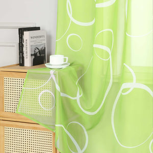 Curtain with White Circle Pattern & Drawstring (1 Piece) - Brown, W x H 140 x 245cm