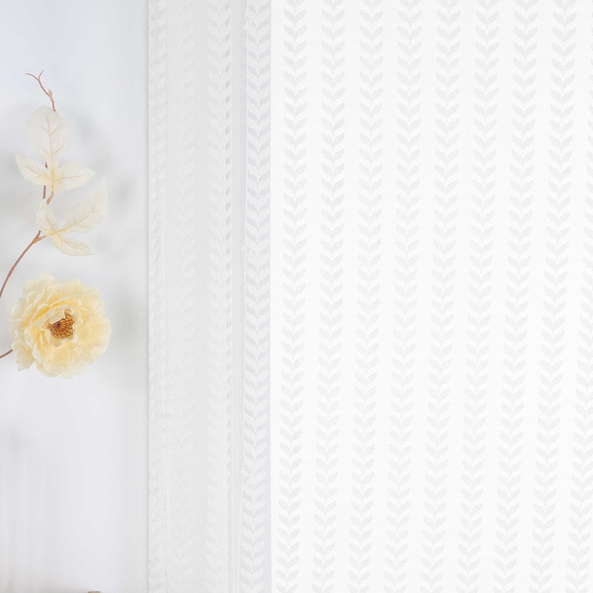 Roman Shade Sheer with Cutout Leaf Pattern and Tab-Top Hanging