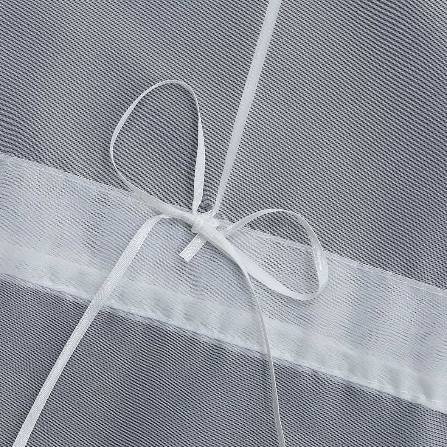 Roman Shade with Tab-Top Hanging with Embroidery Country Style White