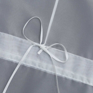 Roman Shade with Tab-Top Hanging with Embroidery Country Style White