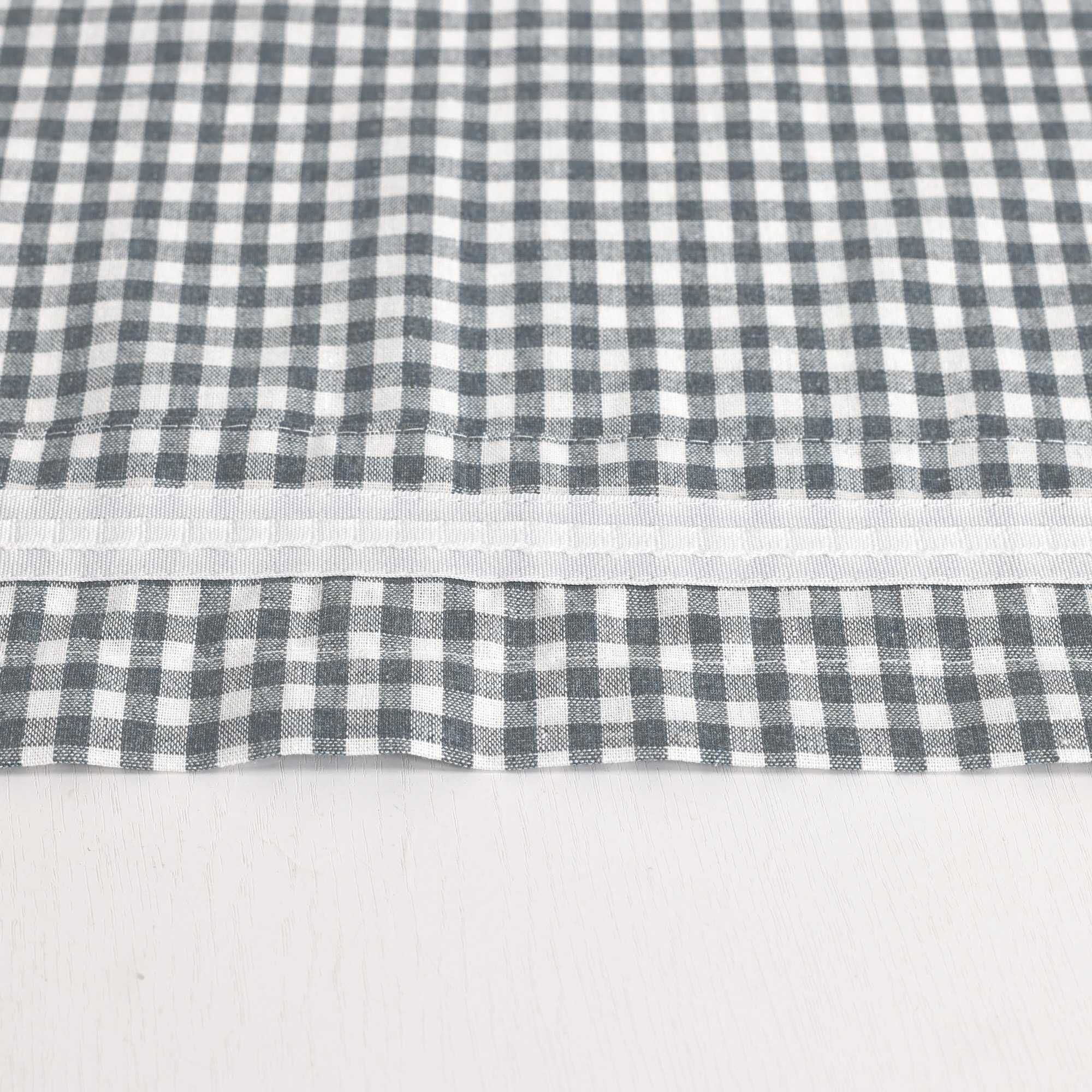 Short Curtains in Valance Style with Check Pattern Set of 2 - Beige, H x W 90 x 60cm