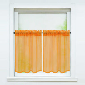 Cafe Curtain with Rod Pocket Gatherable 2 Pieces - Light Blue, H x W 92 x 66cm