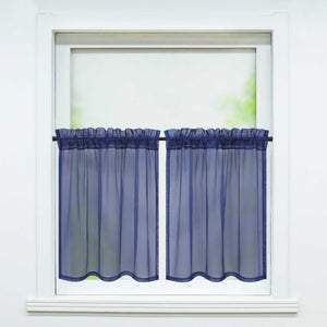 Cafe Curtain with Rod Pocket Gatherable 2 Pieces