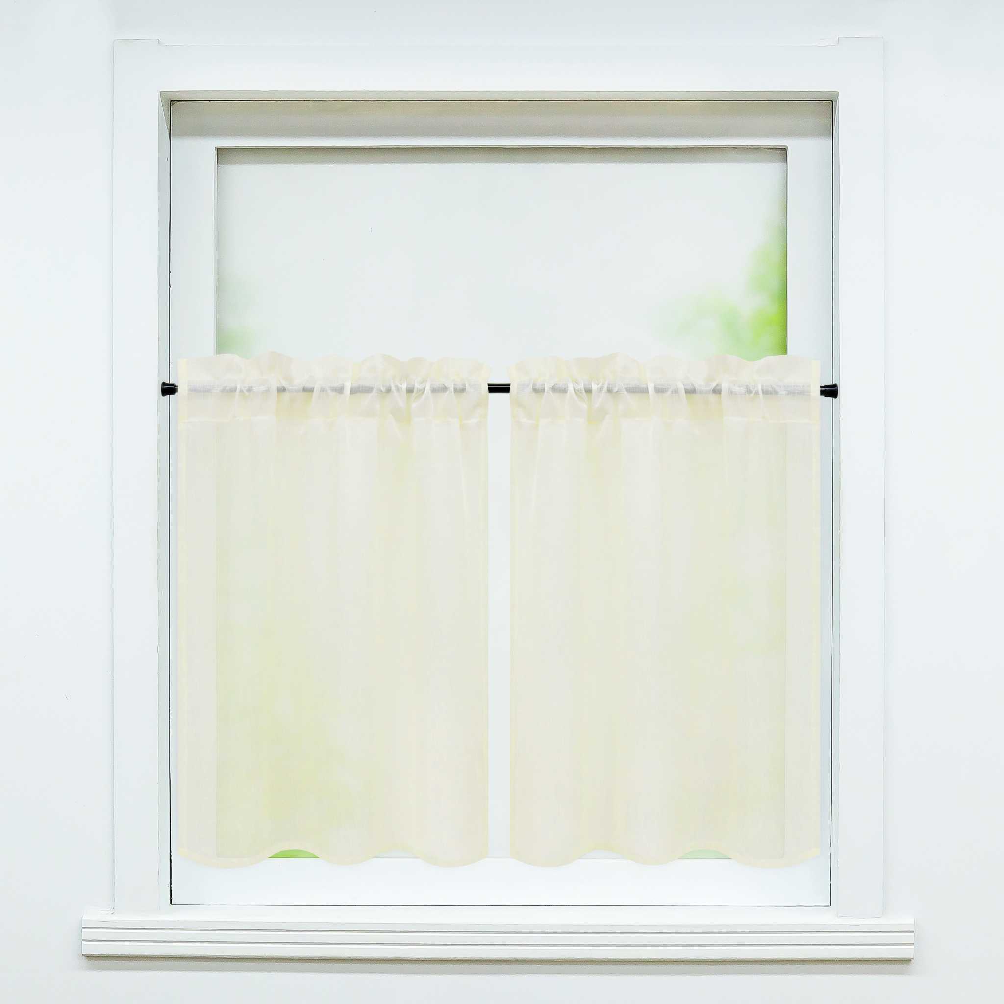 Cafe Curtain Set of 2 with Rod Pocket Short Curtains in Linen-Look Fabric