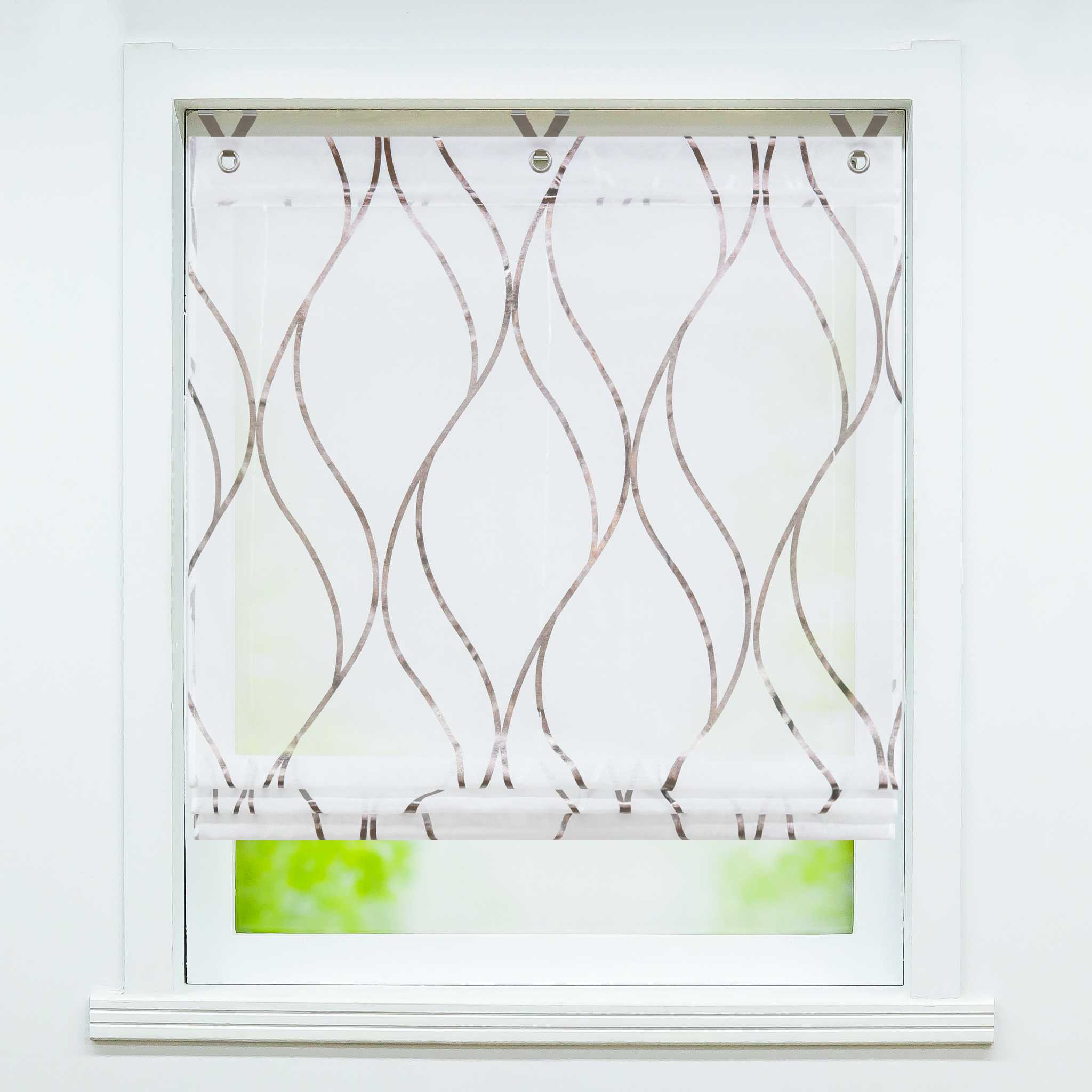 Roman Shade with Wave Pattern 1 Piece - Brown, H x W 130 x 45cm