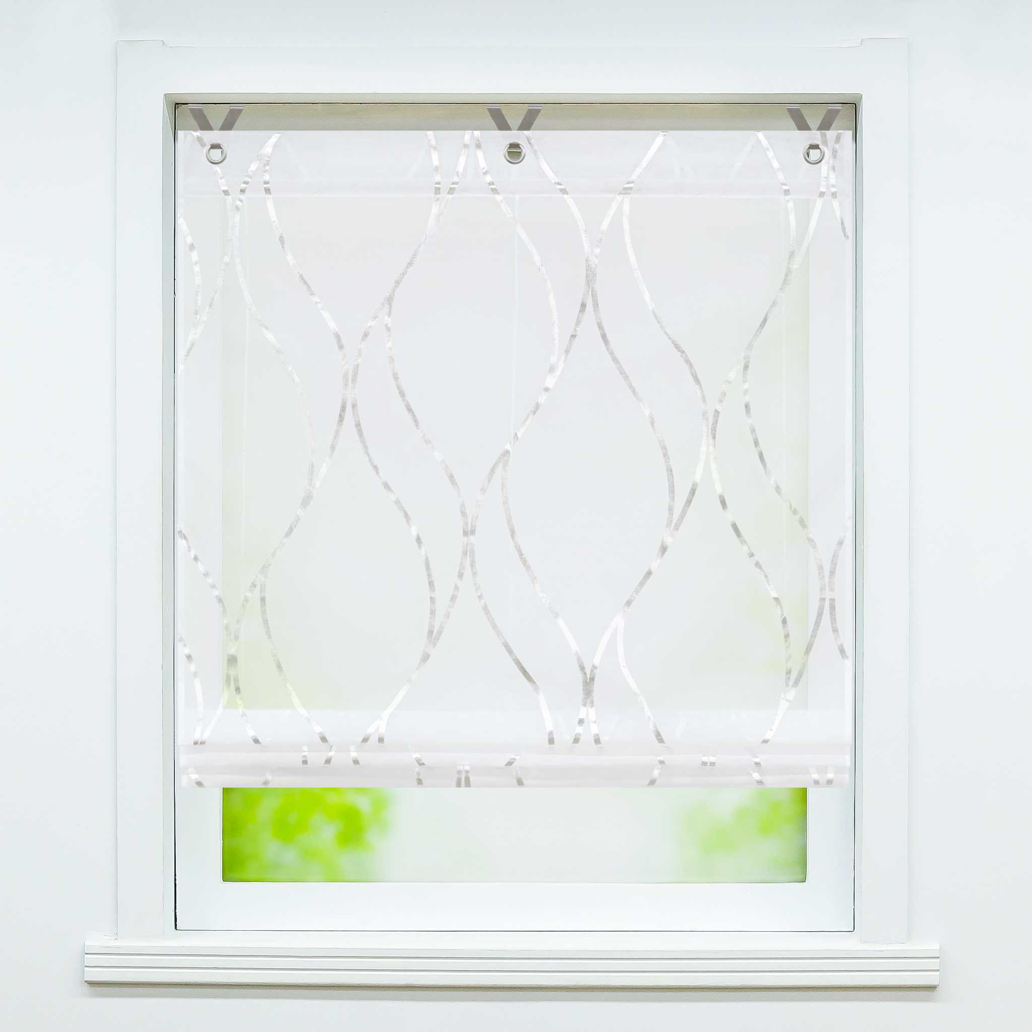 Roman Shade with Wave Pattern 1 Piece - Silver, H x W 130 x 80cm