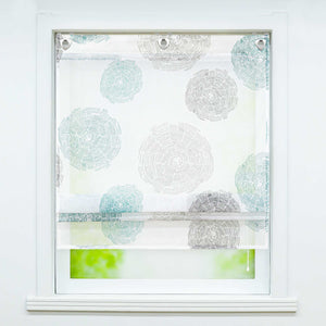 Roman Shade with U-Hooks Height-Adjustable with Tree-Ring Pattern 1 Piece - Blue, H x W 140 x 60cm