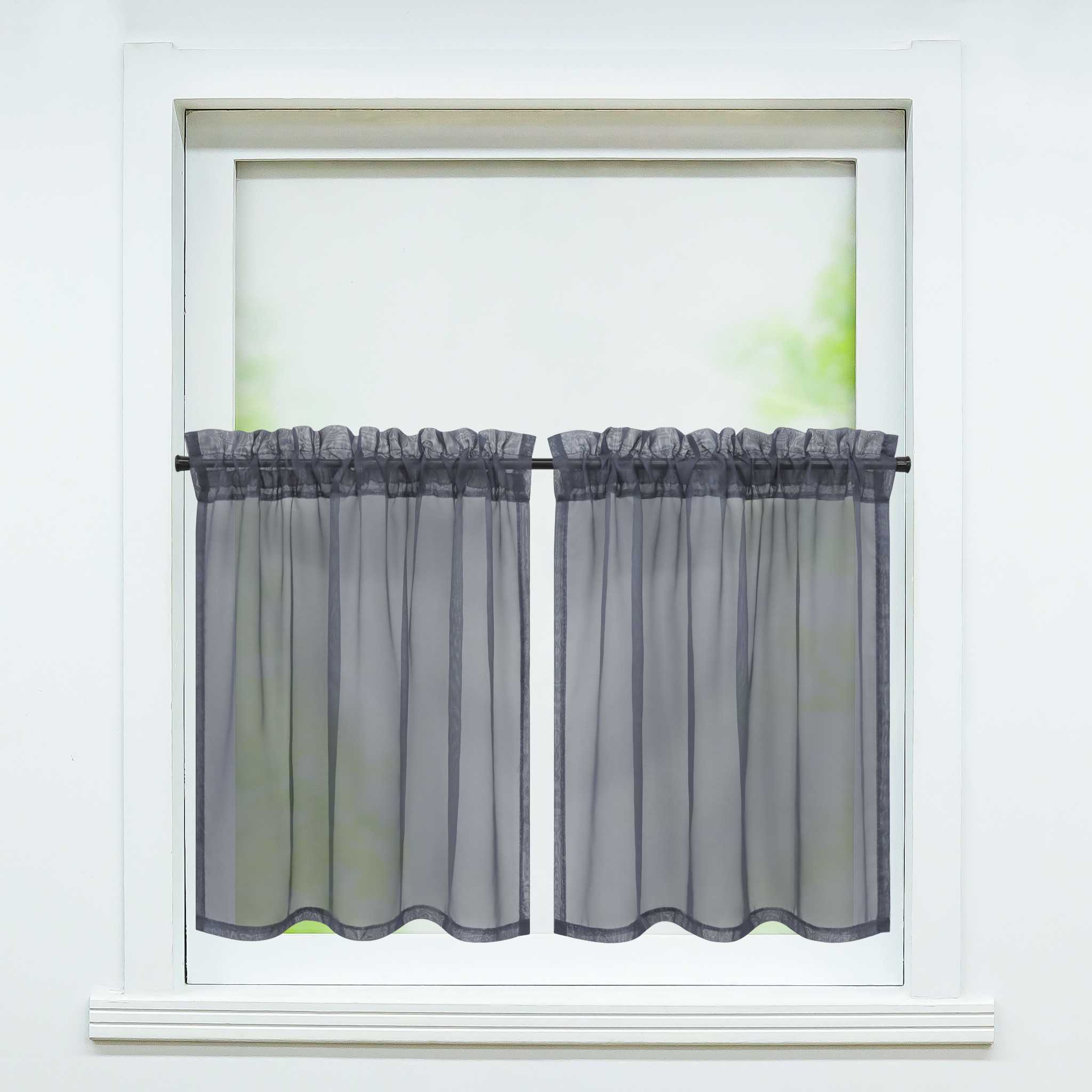 Cafe Curtain with Rod Pocket Gatherable 2 Pieces