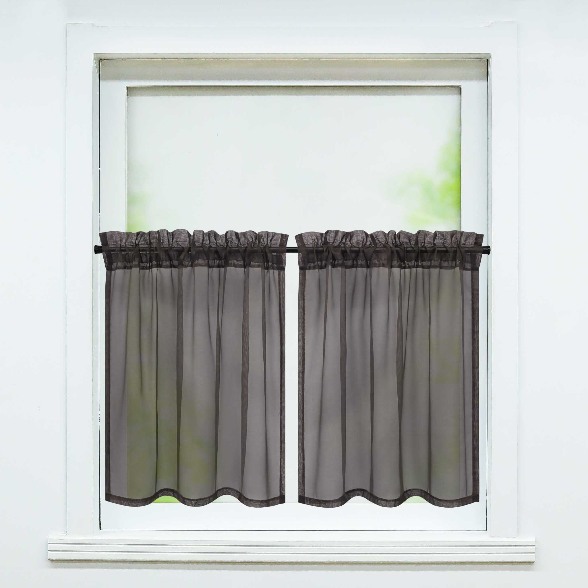 Cafe Curtain with Rod Pocket Gatherable 2 Pieces