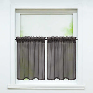 Cafe Curtain with Rod Pocket Gatherable 2 Pieces