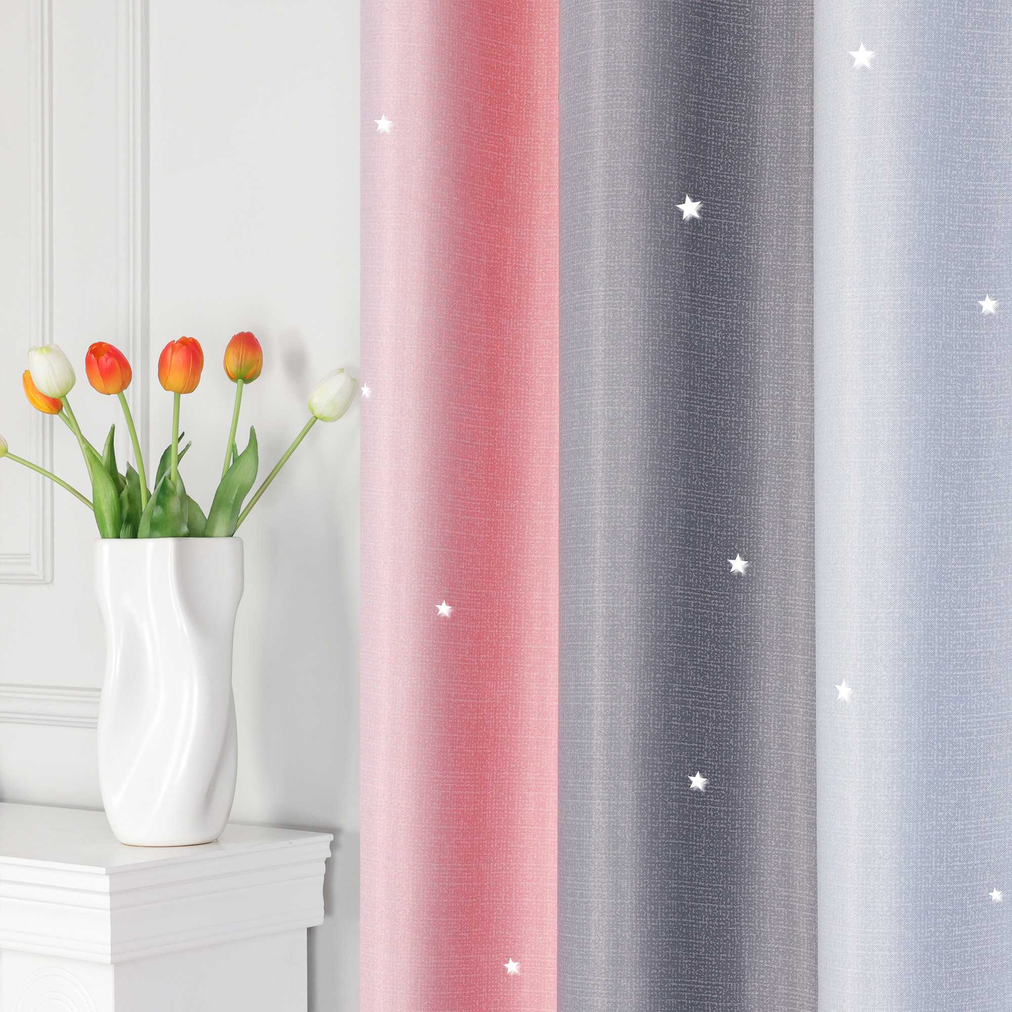 2-in-1 Curtain Children's Room with Stars 1 Piece - floral, W x H 100 x 130cm