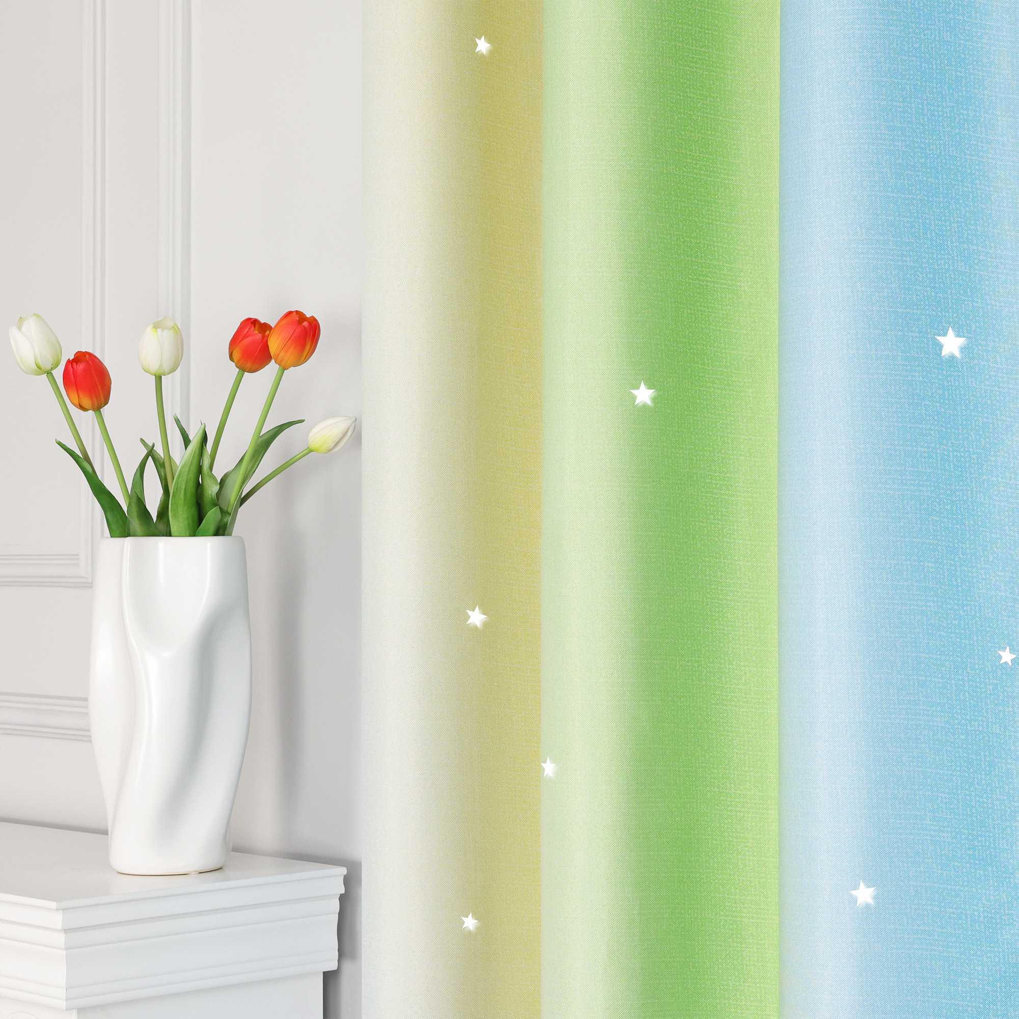 2-in-1 Curtain Children's Room with Stars 1 Piece - Beige, W x H 100 x 200cm