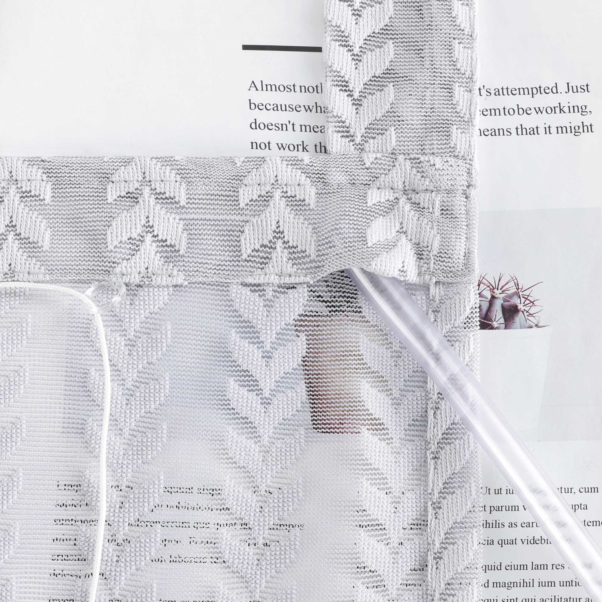 Roman Shade Sheer with Cutout Leaf Pattern and Tab-Top Hanging - White, W x H 140 x 140cm