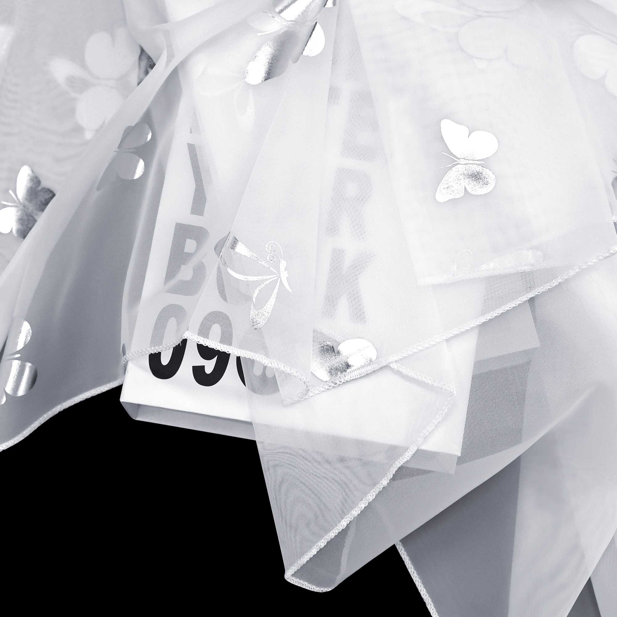 Cafe Curtain with Rod Pocket Double-Layer with Butterfly Pattern
