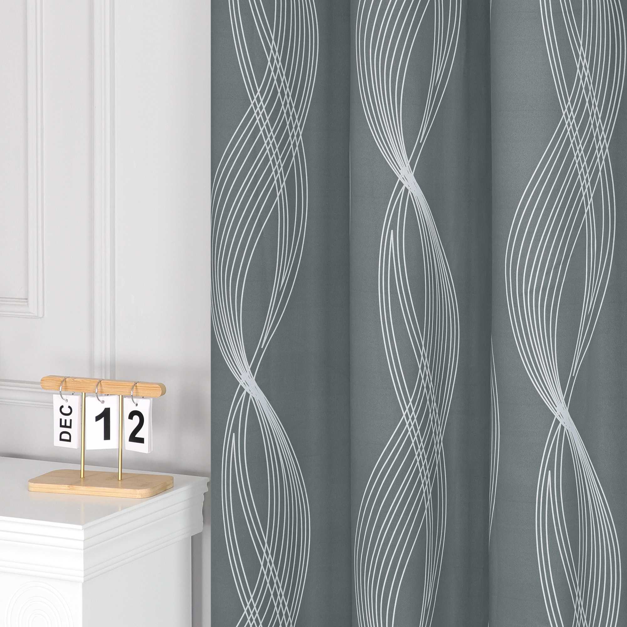Blackout Grommet Curtain Opaque Thermal with Water-Wave Pattern 1 Piece - Brown, H x W 245 x 135cm