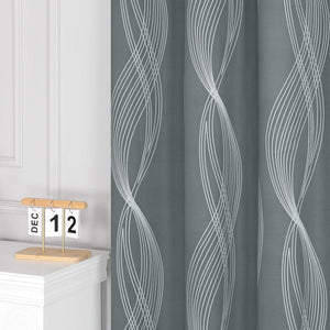 Blackout Grommet Curtain Opaque Thermal with Water-Wave Pattern 1 Piece - Brown, H x W 245 x 135cm