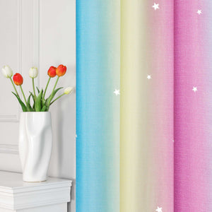 2-in-1 Curtain Children's Room with Stars 1 Piece - Pink, W x H 132 x 160cm