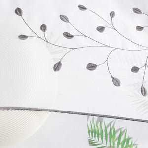 Cafe Curtain with Floral Embroidery/ Voile with Eyelet Header Country Style 1 Piece - Gray, H x W 45 x 90cm