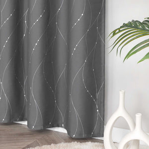 Blackout Grommet Curtain with Silver Accents - Dark Gray, H x W 175 x 140 cm