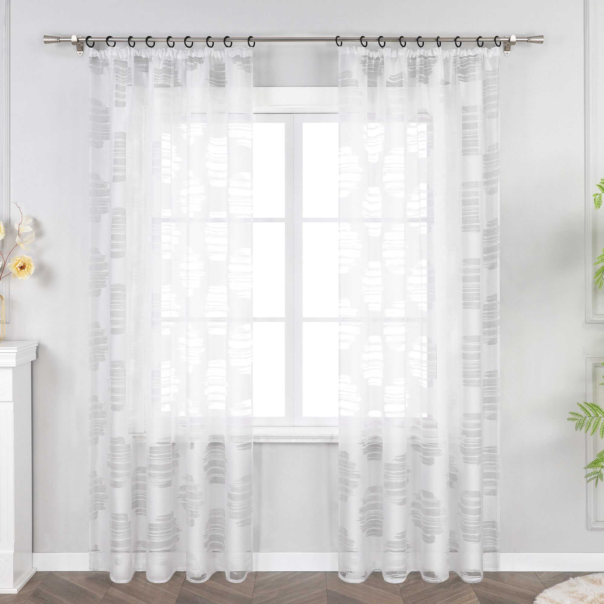Curtain with Wavy Circle Pattern - Curtain-Tape Hanging