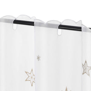 Cafe Curtain Sheer Christmas with Embroidered Star Pattern - gold, W x H 120 x 60cm