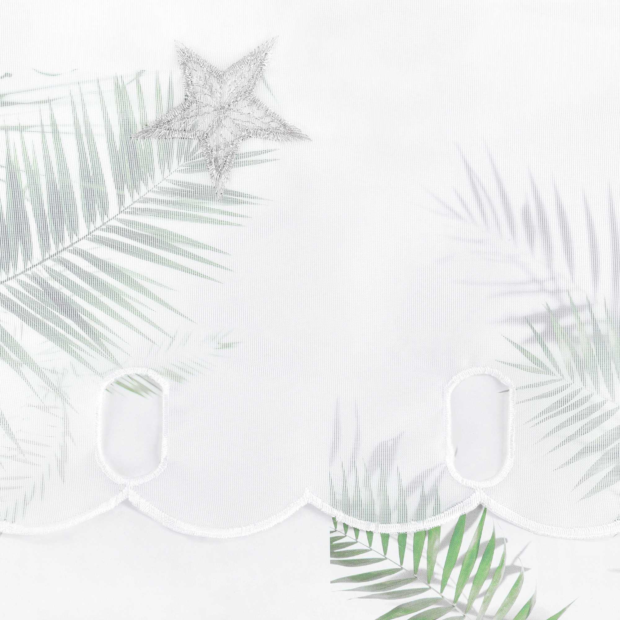 Cafe Curtain Sheer Christmas with Embroidered Star Pattern - gold, W x H 120 x 45cm
