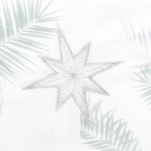 Cafe Curtain Sheer Christmas with Embroidered Star Pattern - silver, W x H 140 x 45cm