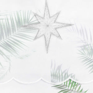Cafe Curtain Sheer Christmas with Embroidered Star Pattern - silver, W x H 140 x 60cm