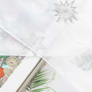 Cafe Curtain Sheer Christmas with Embroidered Star Pattern - gold, W x H 90 x 30cm