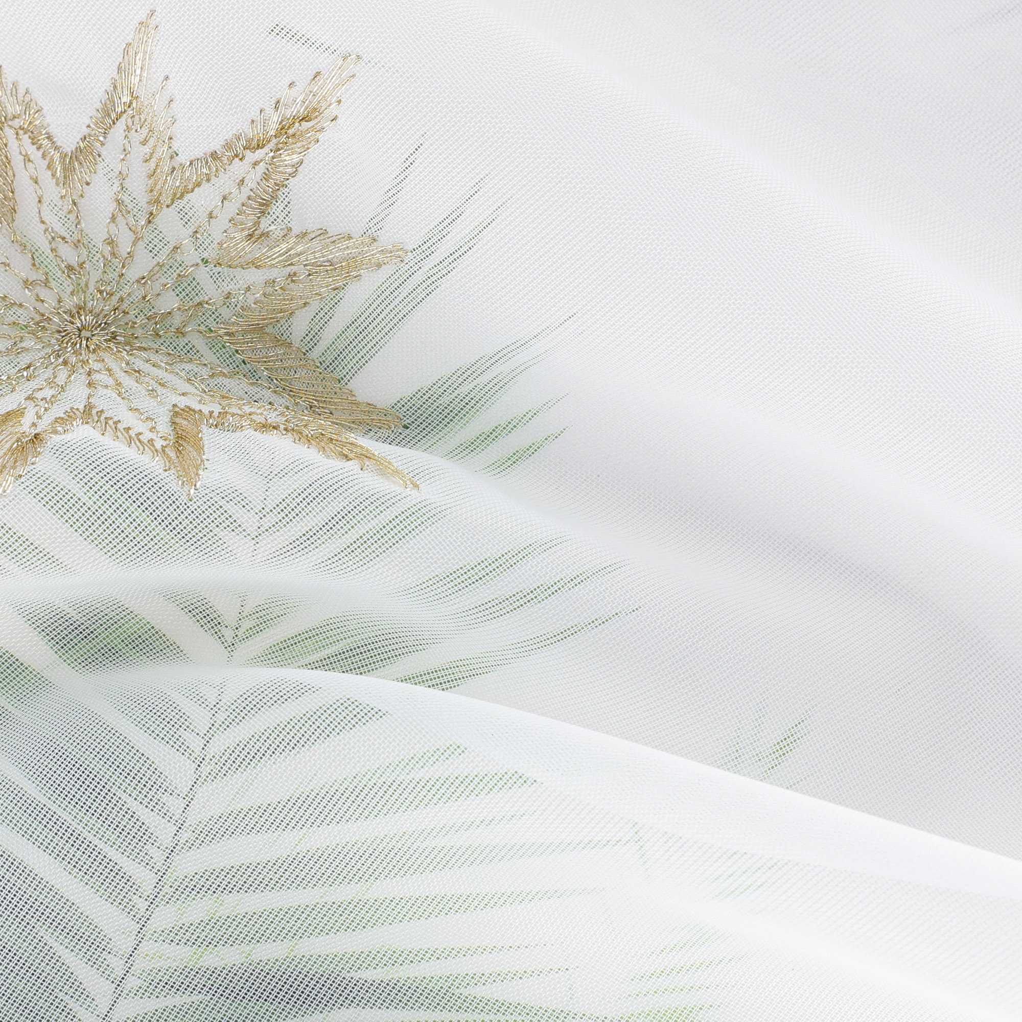 Cafe Curtain Sheer Christmas with Embroidered Star Pattern