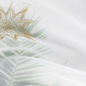 Cafe Curtain Sheer Christmas with Embroidered Star Pattern