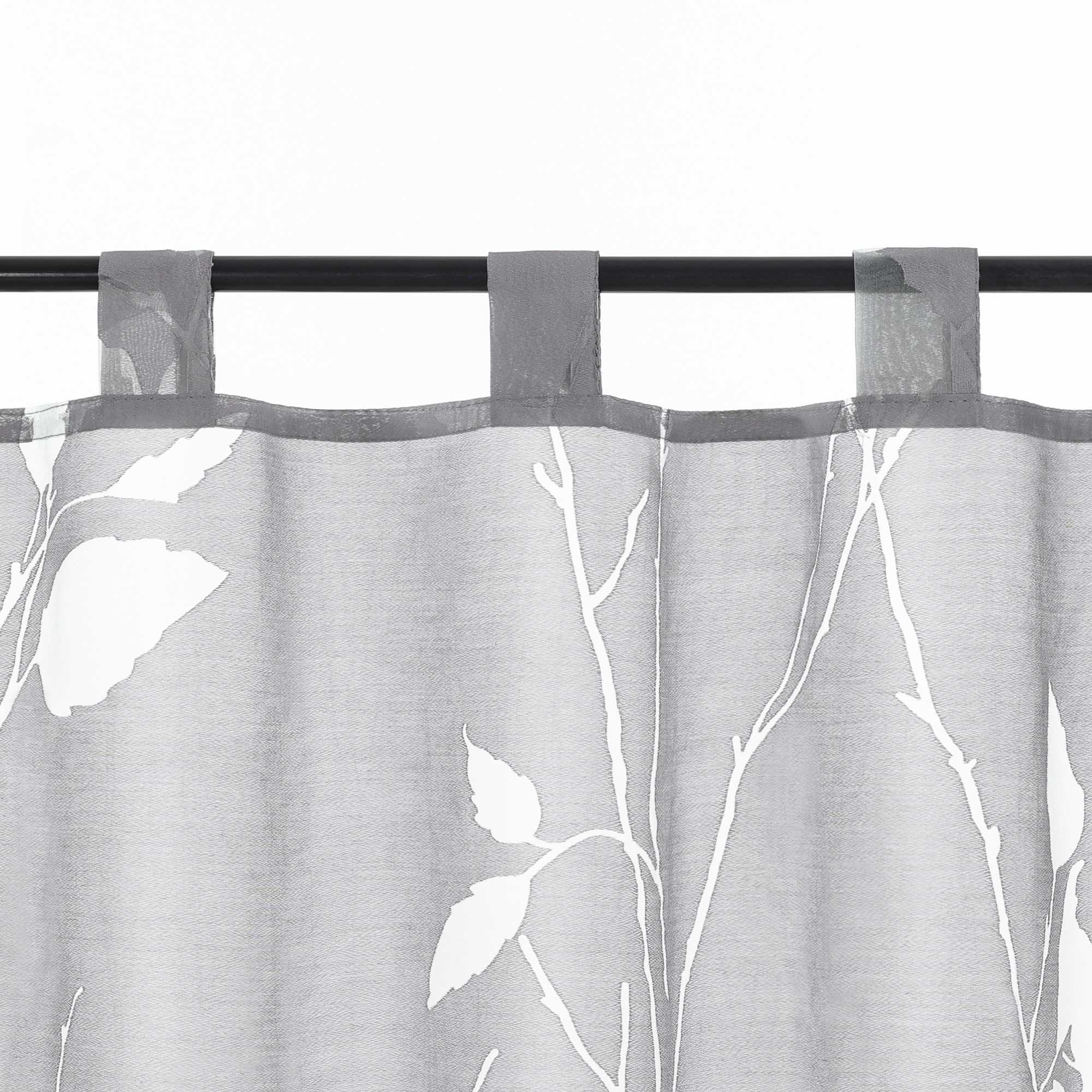 Cafe Curtain Semi-Sheer Leaf Pattern with Tab-Top Hanging